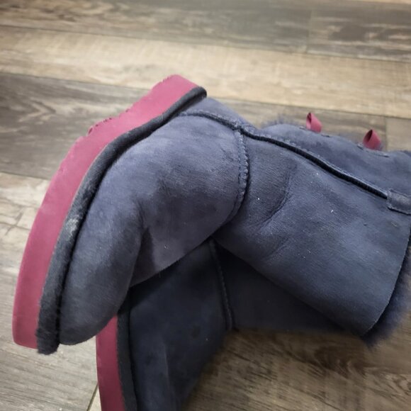 Ugg Bailey Bow II in Navy and Pink w/ Sheepskin lining Kids US Size2 - Picture 10 of 12